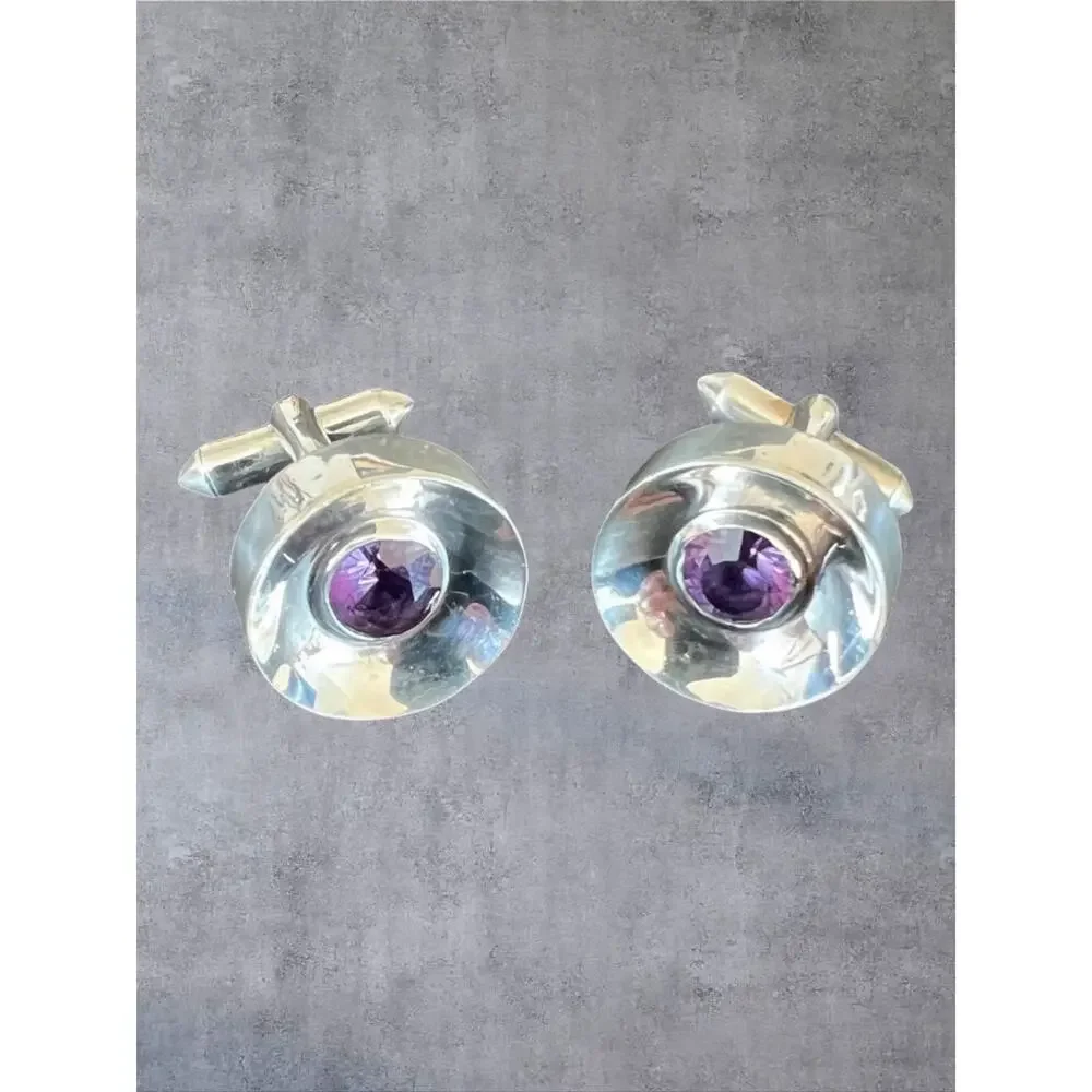 Antonio Pineda Taxco Mexico Sterling Silver Color Change Sapphire Cufflinks 23g